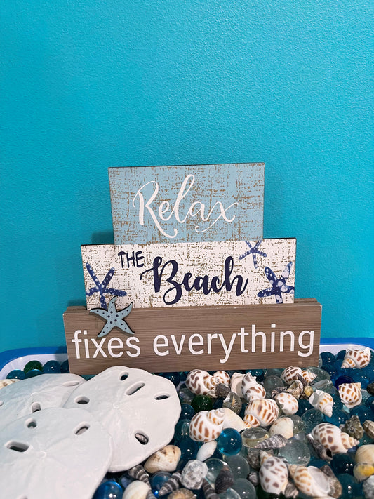 “Relax The Beach Fixes Everything” Tabletop Sign