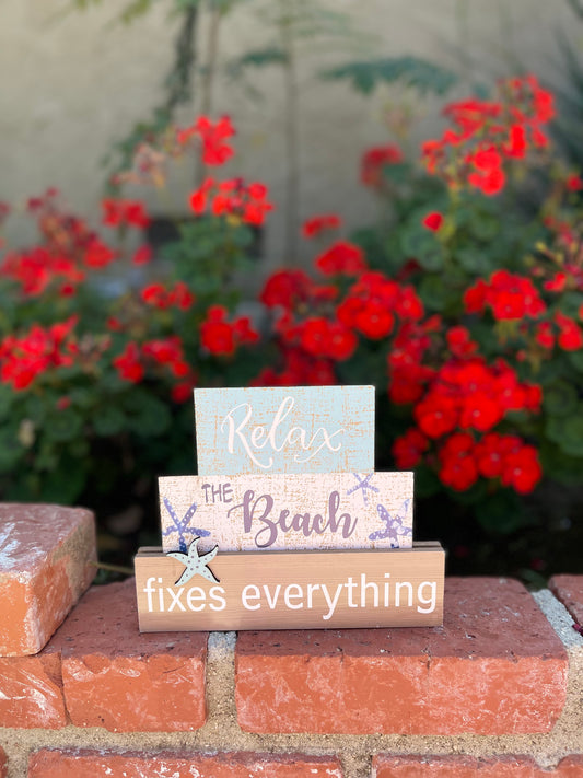 “Relax The Beach Fixes Everything” Tabletop Sign